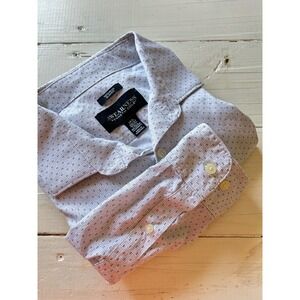 Awearness Kenneth Cole Mens Slim Fit Non-Iron Dress Shirt White Geometric 16.5 T
